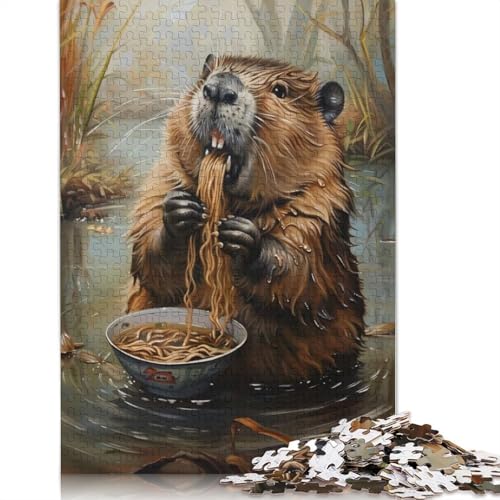 Ramen-Spaghetti-Biber-Puzzle, Familienspaß, rechteckiges Papierpuzzle für Kinder und Erwachsene ab 12 Jahren, Geburtstagsgeschenk, 1000 Teile (75 x 50 cm) von QBIREX