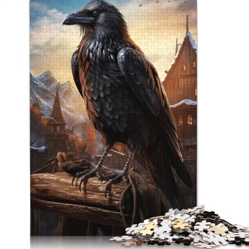 Raven in Sunset Puzzle-Spielzeug für Erwachsene, Lernspiel, Puzzlespiele für Erwachsene für Frauen und Männer, 1000 Teile (75 x 50 cm) von QBIREX