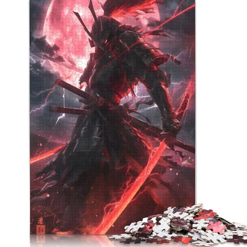 Red Moon Samurai-Puzzle, rechteckig, Papp-Puzzle, Geschenk für Kinder ab 12 Jahren, 1000 Teile (75 x 50 cm) von QBIREX