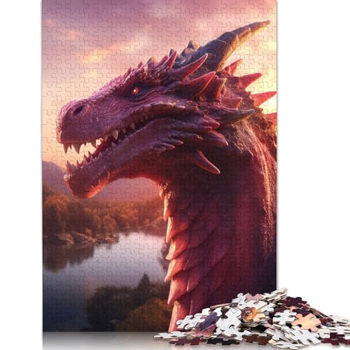 Red Ruby Dragon Puzzle, rechteckig, Papppuzzle, Geschenk für Kinder ab 12 Jahren, 1000 Teile (75 x 50 cm) von QBIREX