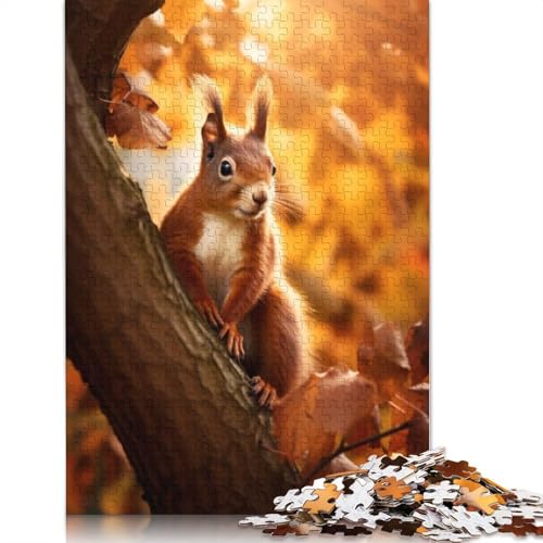 Red Squirrel in Autumn Puzzles 1000 Teile Schwer Puzzle Spielzeug Lernspiel Impossible Herausforderungsspielzeug Für Erwachsene Kinder 1000pcs (40x28cm) von QBIREX
