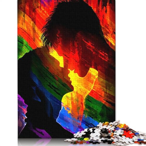 Regenbogen-Liebes-Silhouette-Puzzle, schwierige Herausforderung, 100% recycelter Karton, Puzzle für Kinder und Erwachsene, 1000 Teile (38 x 26 cm) von QBIREX