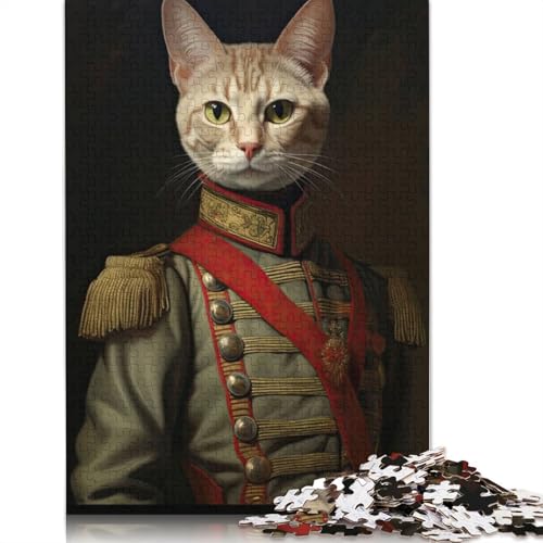 Renaissance-Katzenporträt-Puzzle, Lernspiele, Familienaktivitäten, Premium-Karton-Puzzle für Frauen und Männer, 1000 Teile (75 x 50 cm) von QBIREX