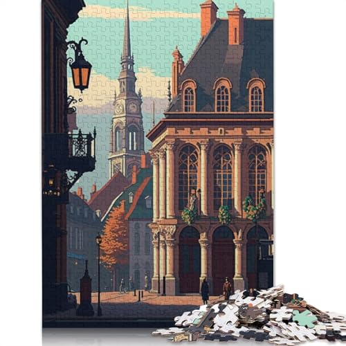 Rennes 02 Pixel Art Puzzle, einzigartige Heimdekoration, 100% recycelter Karton, Puzzle für Jungen oder Mädchen, 1000 Teile (26 x 38 cm) von QBIREX