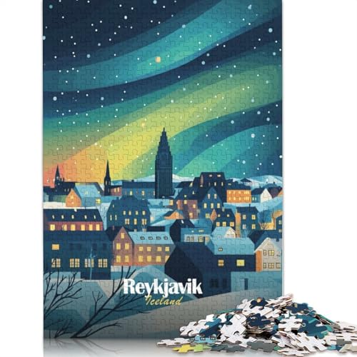 Reykjavik Nordlichter-Puzzle, 100% recycelter Karton, 100% recycelter Karton, Puzzle für Jungen oder Mädchen, 1000 Teile (75 x 50 cm) von QBIREX