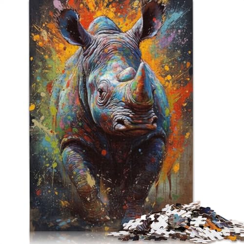 Rhino Painting Puzzles 520 Teile Schwer Puzzle Spielzeug Pädagogisches Spiel Impossible Herausforderungsspielzeug Für Erwachsene Kinder 520pcs (52x38cm) von QBIREX