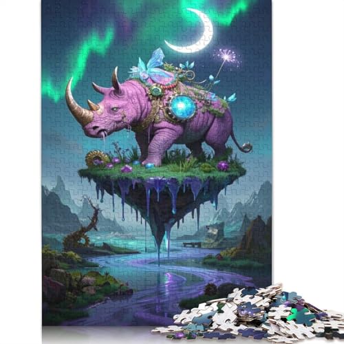 Rhinoceros Puzzle 1000-teilige Schwer Puzzle Spielzeug Lernspiel Impossible Herausforderungsspielzeug Für Erwachsene Kinder 1000pcs (75x50cm) von QBIREX