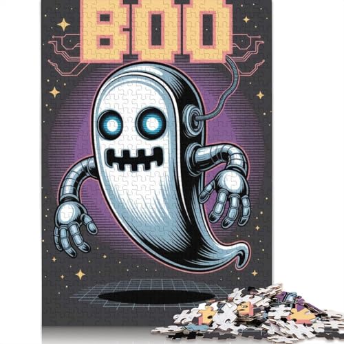 Robotergeist mit verpixelten Boo-Puzzles für Erwachsene, 1000-teiliges Puzzle für Teenager ab 12 Jahren, 1000 Teile (38 x 26 cm) von QBIREX