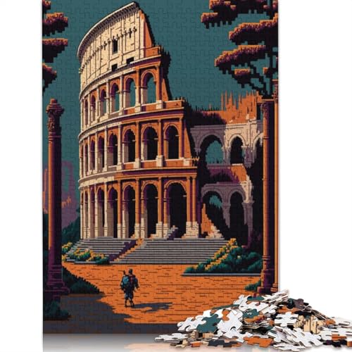 Rom Pixel Art Puzzle, 100% recycelter Karton, 100% recycelter Karton, Puzzle für Jungen oder Mädchen, 1000 Teile (75 x 50 cm) von QBIREX