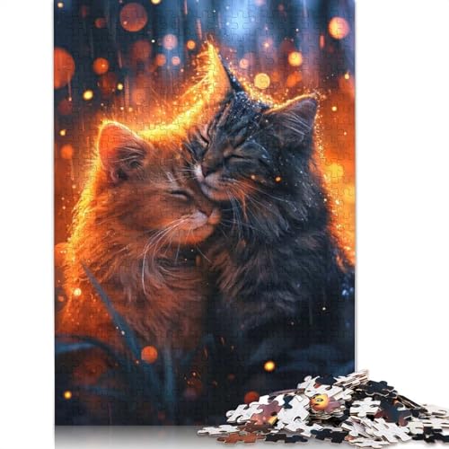 Romantisches Katzenpaar-Puzzle, schwierig, 100% recycelter Karton, Puzzle für Frauen und Männer, 1000 Teile (75 x 50 cm) von QBIREX