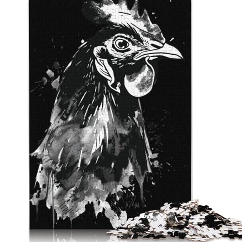 Rooster Watercolor Puzzles 1000-teilige Schwer Puzzle Spielzeug Lernspiel Impossible Herausforderungsspielzeug Für Erwachsene Kinder 1000pcs (75x50cm) von QBIREX