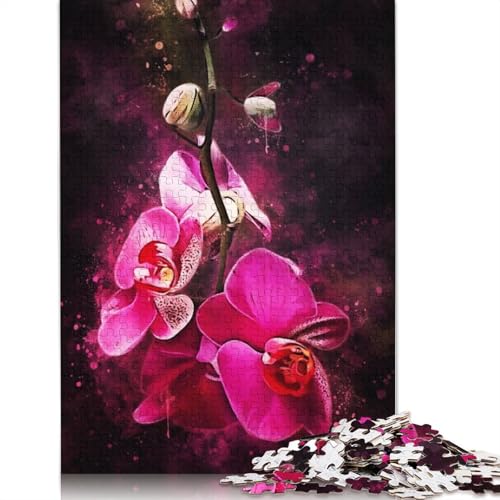 Rosa Blumen, 1500-teiliges Puzzle für Erwachsene, 100% recycelte Holzplatte, schwierige Puzzles für Frauen und Männer, 1500 Teile (85 x 57 cm) von QBIREX