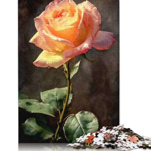 Rosa Rosen-Puzzle, rechteckig, Pappe, Papier, rechteckig, Puzzle für Erwachsene und Kinder, 1000 Teile (75 x 50 cm) von QBIREX
