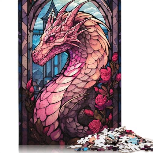 Rose Valtaria Pink Dragon Puzzle, 520 Teile, für Erwachsene, Stressabbau-Puzzle, Geschenke für Erwachsene, für Frauen und Männer, 520 Stück (52 x 38 cm) von QBIREX