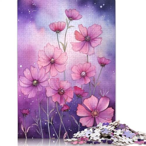 Rosenblütenpuzzle in der Galaxie, personalisierbare Bilder, 100 % recycelter Karton, für Erwachsene ab 12 Jahren, 1000 Teile (75 x 50 cm) von QBIREX