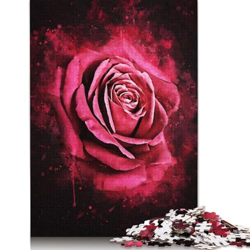 Rote Blumen-Puzzle für Erwachsene, Lernspiel, Puzzle-Geschenke für Kinder ab 12 Jahren, 520 Teile (52 x 38 cm) von QBIREX