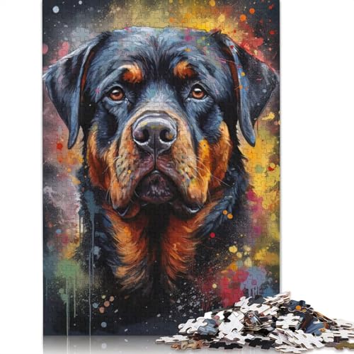 Rottweiler Painting Puzzles 1500 Teile Schwer Puzzle Spielzeug Pädagogisches Spiel Impossible Herausforderungsspielzeug Für Erwachsene Kinder 1500pcs (85x57cm) von QBIREX