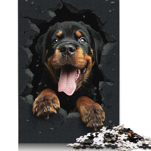 Rottweiler Puzzles 1000 Teile Schwer Puzzle Spielzeug Pädagogisches Spiel Impossible Herausforderungsspielzeug Für Erwachsene Kinder 1000pcs (75x50cm) von QBIREX