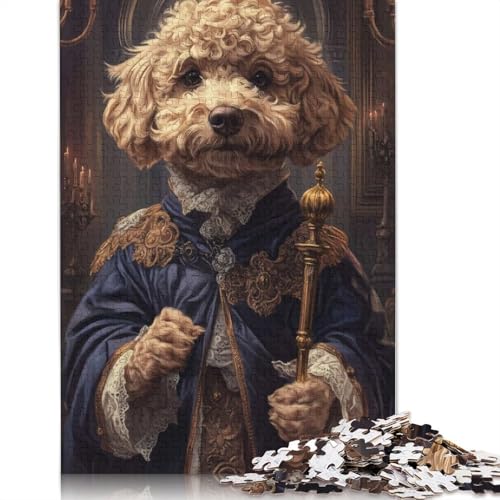 Royal Poodle Portrait Puzzle, Premium-Puzzle aus 100% recyceltem Kartonpapier, rechteckig, für Damen und Herren, einzigartiges Geschenk, 1000 Teile (38 x 26 cm) von QBIREX