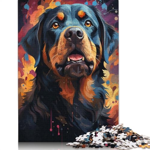 Rrottweiler Portrait Puzzles 1000 Teile Schwer Puzzle Spielzeug Lernspiel Impossible Herausforderung Spielzeug Für Erwachsene Und Kinder in Bewährter 1000pcs (40x28cm) von QBIREX