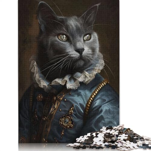 Russisch Blau Katze Puzzle für Erwachsene, 520 Teile, 100 Prozent recycelte Holzplatte, Denksportaufgaben für Erwachsene, für Jungen oder Mädchen, 520 Teile (52 x 38 cm) von QBIREX