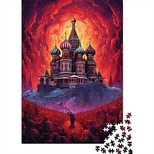 Russland Rotes Quadrat Puzzle Dekompressionsspielzeug 100 Prozent recycelter Karton Puzzle für Erwachsene Teenager 1000 Teile (38 x 26 cm) von QBIREX
