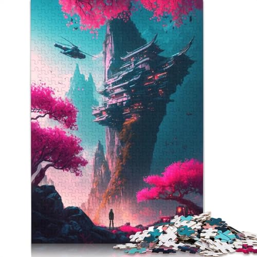 Sakura Warrior Cyberpunk 1000-teiliges Puzzle, Familienspaß für Erwachsene und herausforderndes Spiel, Spiele zum Stressabbau und einzigartige Geschenke (38 x 26 cm) von QBIREX
