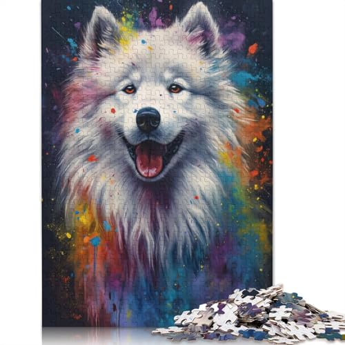 Samoyed Painting Puzzles 1500 Teile Schwer Puzzle Spielzeug Lernspiel Impossible Herausforderung Spielzeug Für Erwachsene Kinder 1500pcs (85x57cm) von QBIREX