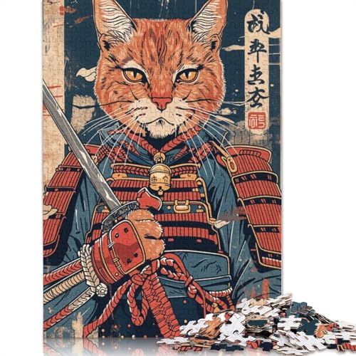 Samurai Cat Puzzle 1000-teilige Schwer Puzzle Spielzeug Pädagogisches Spiel Impossible Herausforderungsspielzeug Für Erwachsene Kinder 520pcs (52x38cm) von QBIREX