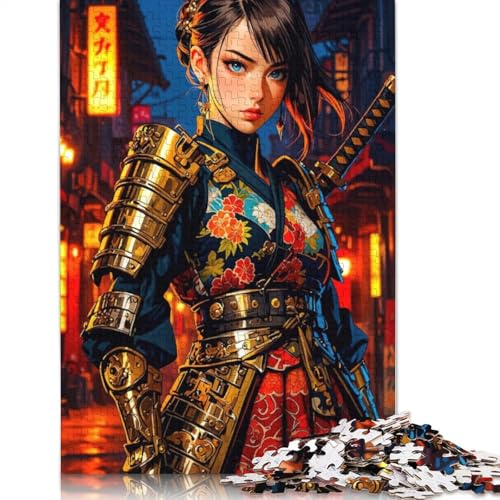 Samurai-Frau in der Stadt, Puzzle, schwierige Herausforderung, 100% recycelter Karton, Puzzle für Kinder und Erwachsene ab 12 Jahren, Geschenke, 1000 Teile (38 x 26 cm) von QBIREX