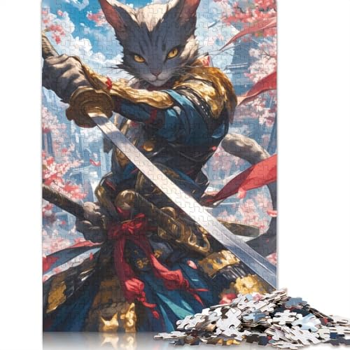 Samurai-Katzenkrieger-Puzzle, Dekompressionsspielzeug, rechteckiges Papierpuzzle für Kinder und Erwachsene ab 12 Jahren, 1000 Teile (75 x 50 cm) von QBIREX