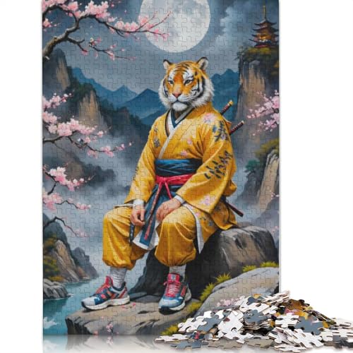 Samurai-Krieger-Tiger-Puzzle, Premium-Puzzle aus 100% recyceltem Karton, für Kinder und Erwachsene, 1000 Teile (26 x 38 cm) von QBIREX