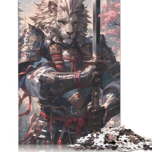 Samurai-Löwenkrieger-Puzzle, schwieriges Hartpapier-Rechteckpuzzle für Erwachsene und Kinder, einzigartiges Geschenk, 1000 Teile (26 x 38 cm) von QBIREX