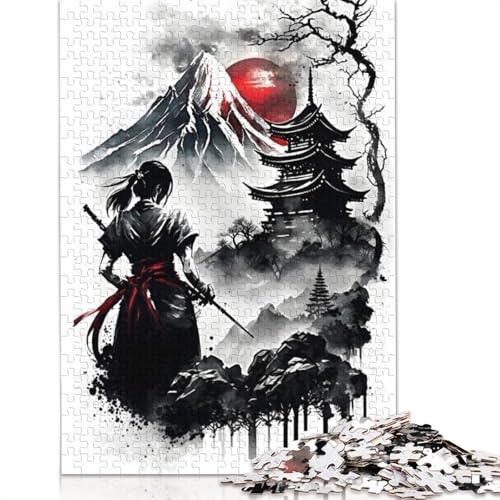 Samurai-Mädchen-Tintenwasch-Puzzle für Erwachsene, 1500 Teile, schwierige Problemlösungsrätsel für Erwachsene, für Jungen oder Mädchen, 1500 Teile (85 x 57 cm) von QBIREX