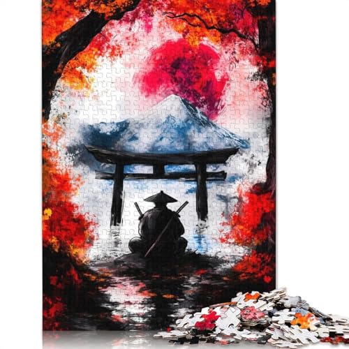 Samurai Under Red Moon 1500 Puzzles für Erwachsene, entspannendes Herausforderungsspielzeug, schwierige Puzzles für Kinder ab 12 Jahren, 1500 Teile (85 x 57 cm) von QBIREX