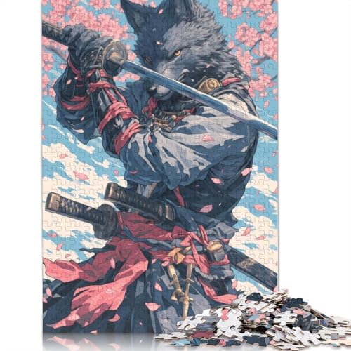 Samurai-Wolf unter Sakura, Denksportaufgabe, 100% recycelter Karton, Puzzle für Erwachsene ab 12 Jahren, Vatertagsgeschenk, 1000 Teile (75 x 50 cm) von QBIREX