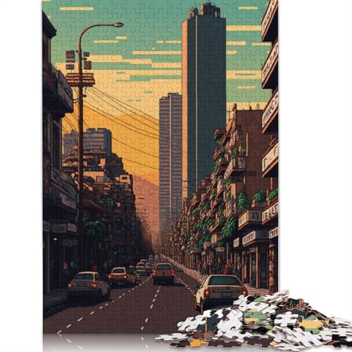 Santiago Pixel Art Puzzle, 100% recycelter Karton, 100% recycelter Karton, Puzzle für Jungen oder Mädchen, 1000 Teile (26 x 38 cm) von QBIREX