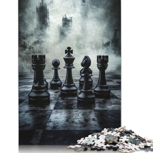 Schach in Ruinen, Puzzle, Denksportaufgabe, rechteckiges Papierpuzzle für Erwachsene und Teenager, 1000 Teile (75 x 50 cm) von QBIREX