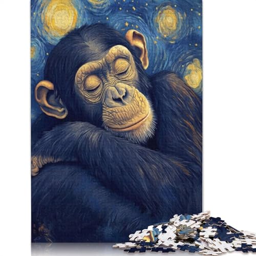 Schimpansen-Puzzle, Sternennacht, für Erwachsene und Jugendliche, 1500 Teile, Puzzle für Erwachsene, Heimdekoration, Spielzeug, 1500 Teile (85 x 57 cm) von QBIREX