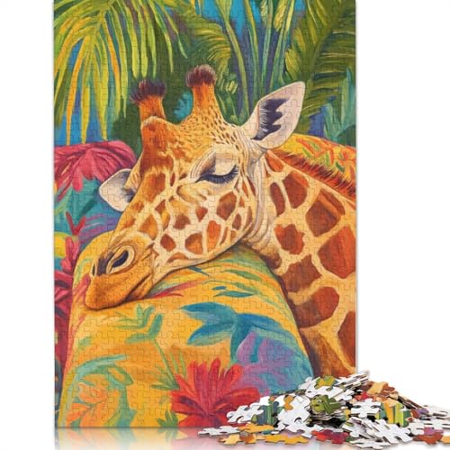Schlafende Giraffe im tropischen Paradies, 520-teiliges Puzzle für Erwachsene, anspruchsvolle und knifflige schwierige Puzzles für Erwachsene und Kinder, 520 Teile (52 x 38 cm) von QBIREX