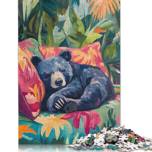 Schlafender Bär im tropischen Paradies. Puzzle für Erwachsene. Anspruchsvolles und kniffliges Puzzle für Männer, für Jungen oder Mädchen. 1500 Teile (85 x 57 cm) von QBIREX