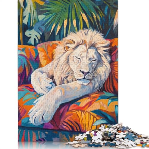 Schlafender weißer Löwe, 520-teiliges Puzzle, ab 18 Jahren, Lernspiele, Puzzles für Erwachsene für Frauen, für Kinder ab 12 Jahren, 520 Teile (52 x 38 cm) von QBIREX
