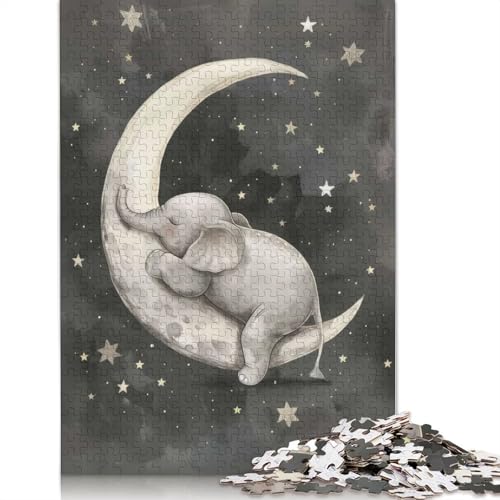 Schlafendes Elefantenbaby, 1000 Teile, Papierpuzzle für Erwachsene, Puzzle, Lernspiel, Herausforderungsspielzeug, 1000 Teile (75 x 50 cm) von QBIREX
