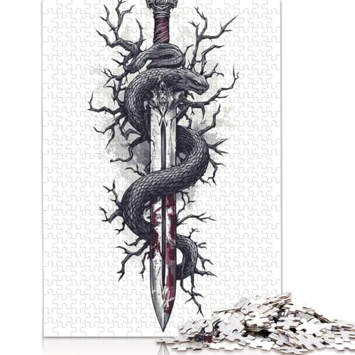 Schlangen- und Schwertpuzzle, kreative Spiele, 100% recycelter Karton, Puzzle für Erwachsene, 1000 Teile (38 x 26 cm) von QBIREX