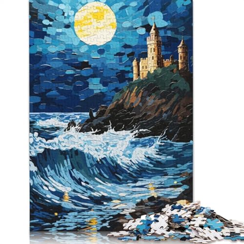 Schloss auf Einer Klippe, Wellen-Puzzle, Spielzeug, Lernspiel, Premium-Karton-Puzzle für Erwachsene und Kinder, 1000 Teile (26 x 38 cm) von QBIREX