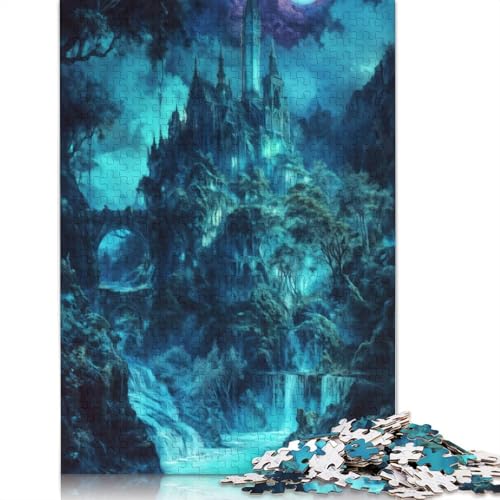 Schloss im Mondlicht, Puzzle, Lernspiele, Familienaktivitäten, Premium-Karton-Puzzle für Frauen und Männer, Geschenk, 1000 Teile (75 x 50 cm) von QBIREX