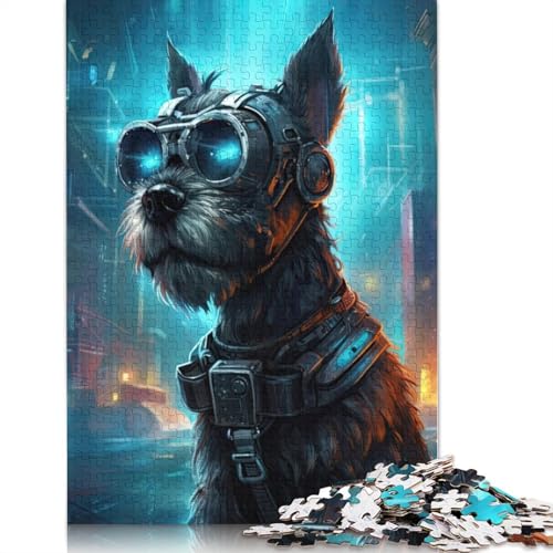 Schnauzer Cyberpunk Puzzles 1000 Teile Schwer Puzzle Spielzeug Pädagogisches Spiel Impossible Herausforderung Spielzeug Für Erwachsene Kinder 1000pcs (75x50cm) von QBIREX