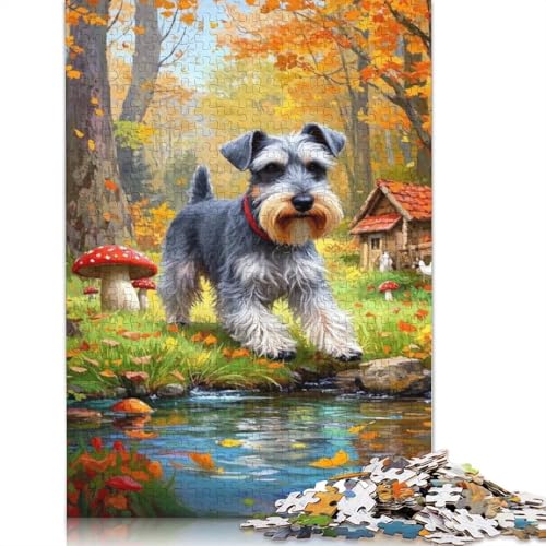 Schnauzer Puzzle 1000-teilige Schwer Puzzle Spielzeug Lernspiel Impossible Herausforderungsspielzeug Für Erwachsene Kinder 1000pcs (75x50cm) von QBIREX