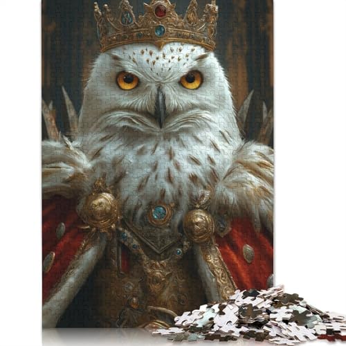 Schneeeule, Vogelkönig, Puzzle, Lernspiele, Familienaktivitäten, Premium-Karton-Puzzle für Frauen und Männer, 1000 Teile (75 x 50 cm) von QBIREX