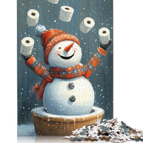 Schneemann-Jonglieren, Toilettenpapier, Weihnachtspuzzle, Denksportaufgabe, 100% recycelter Karton, Puzzle für Kinder und Erwachsene, 1000 Teile (75 x 50 cm) von QBIREX